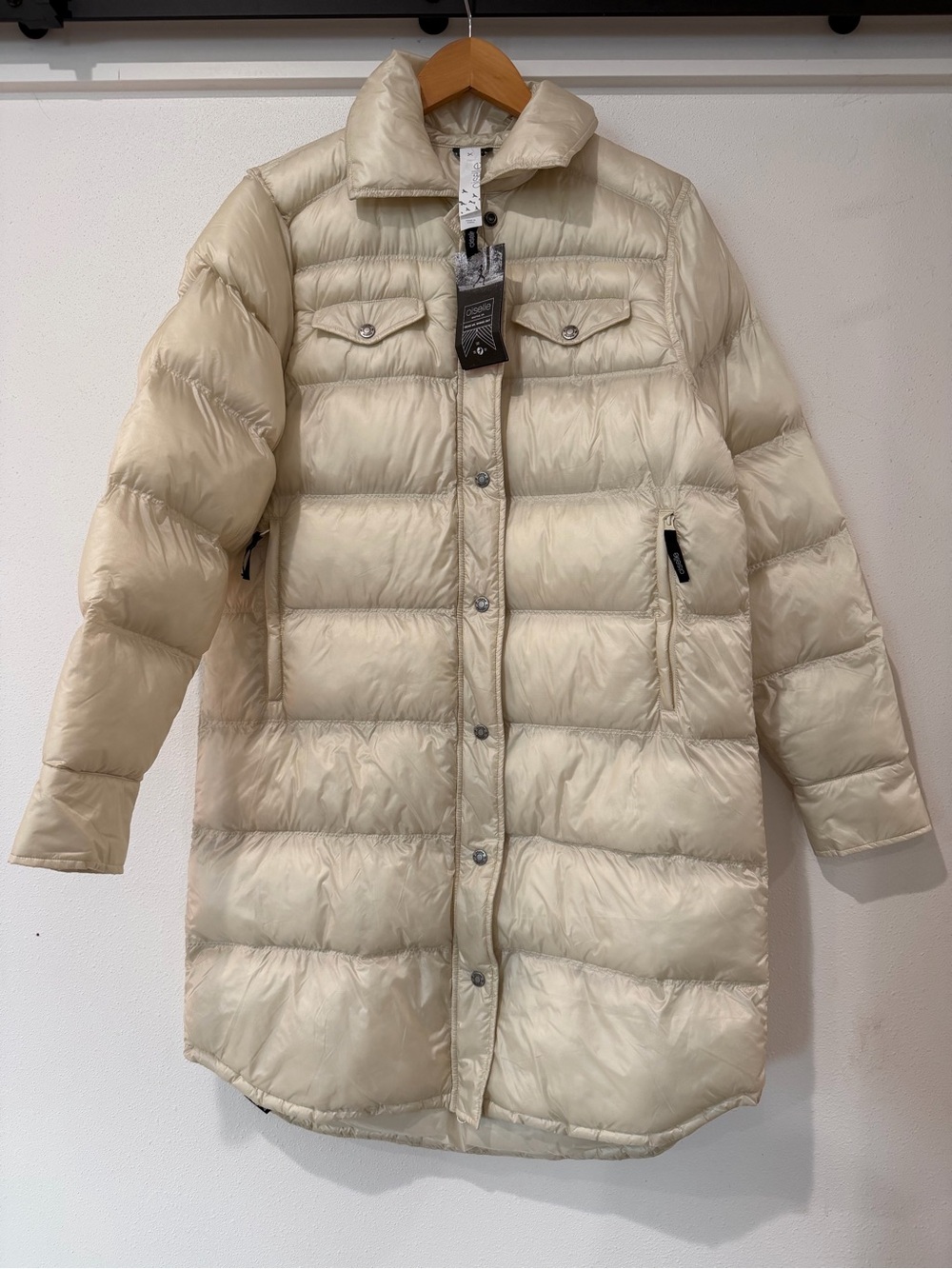 Oiselle Ivory Kara Puffer Shacket NWT Large $248 MSRP